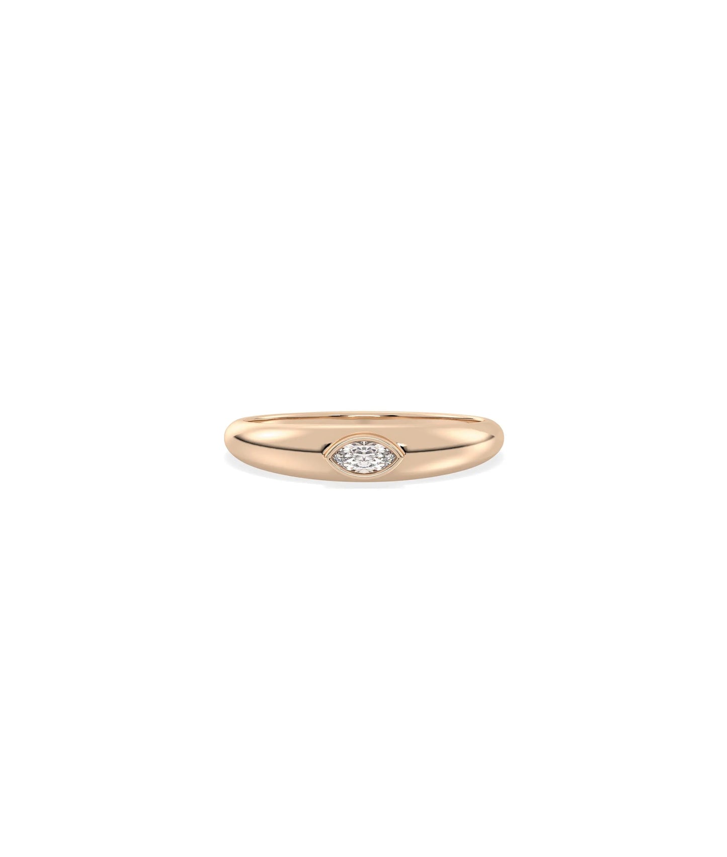 Rose gold Diamond Solitaire Band Ring with modern wide band and brilliant solitaire