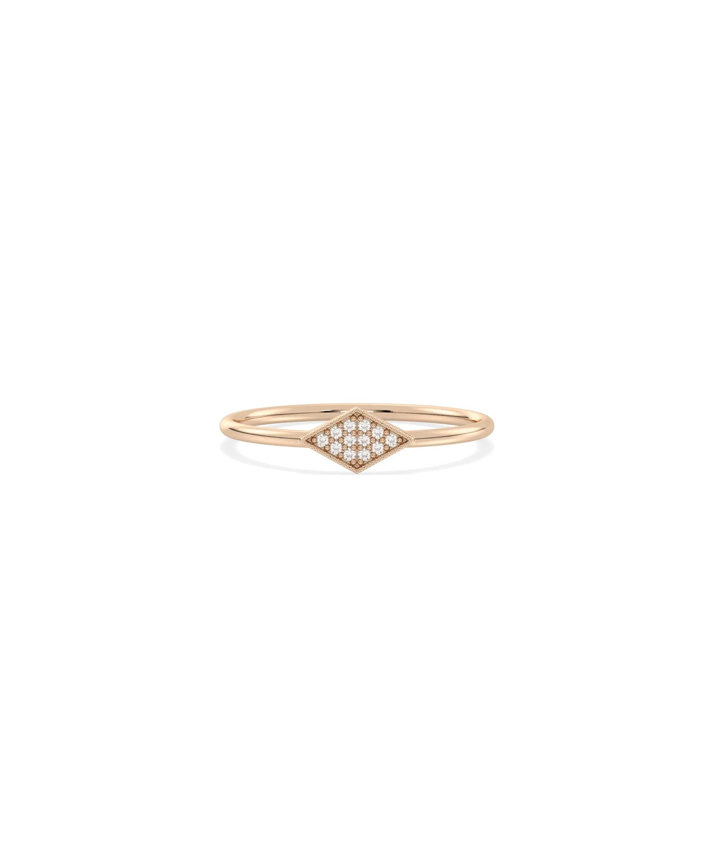 Rose gold Diamond Shape Pave Band Ring with modern architectural diamond shape design