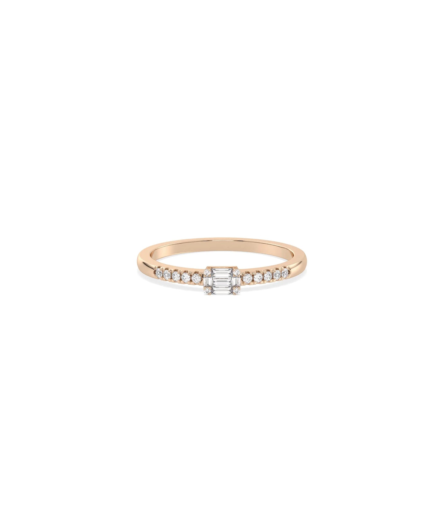 Rose gold Diamond Illusion Set Band Ring with optical enhancement setting