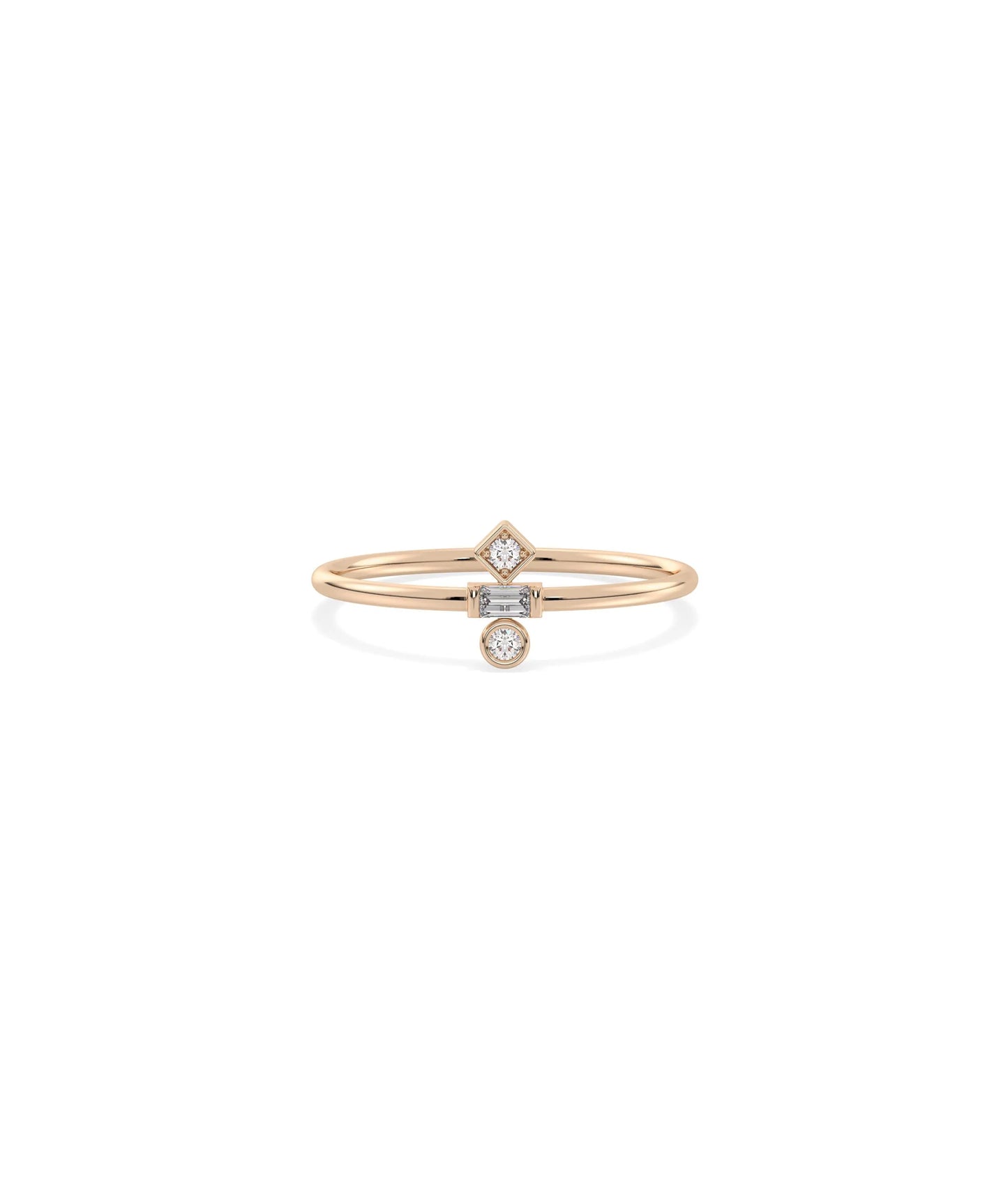 Rose gold Diamond Stacked Band Ring with sparkling diamonds on stacked bands