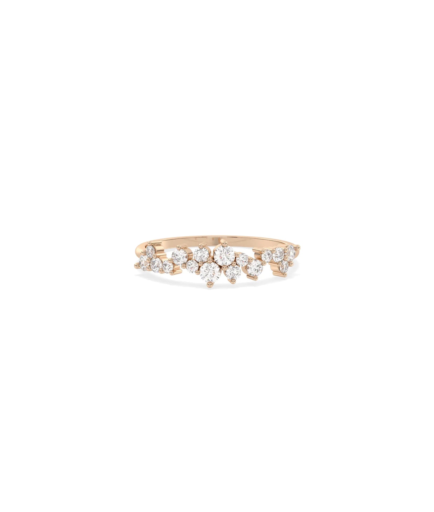Rose gold Diamond Cluster Band Ring with striking diamond cluster design