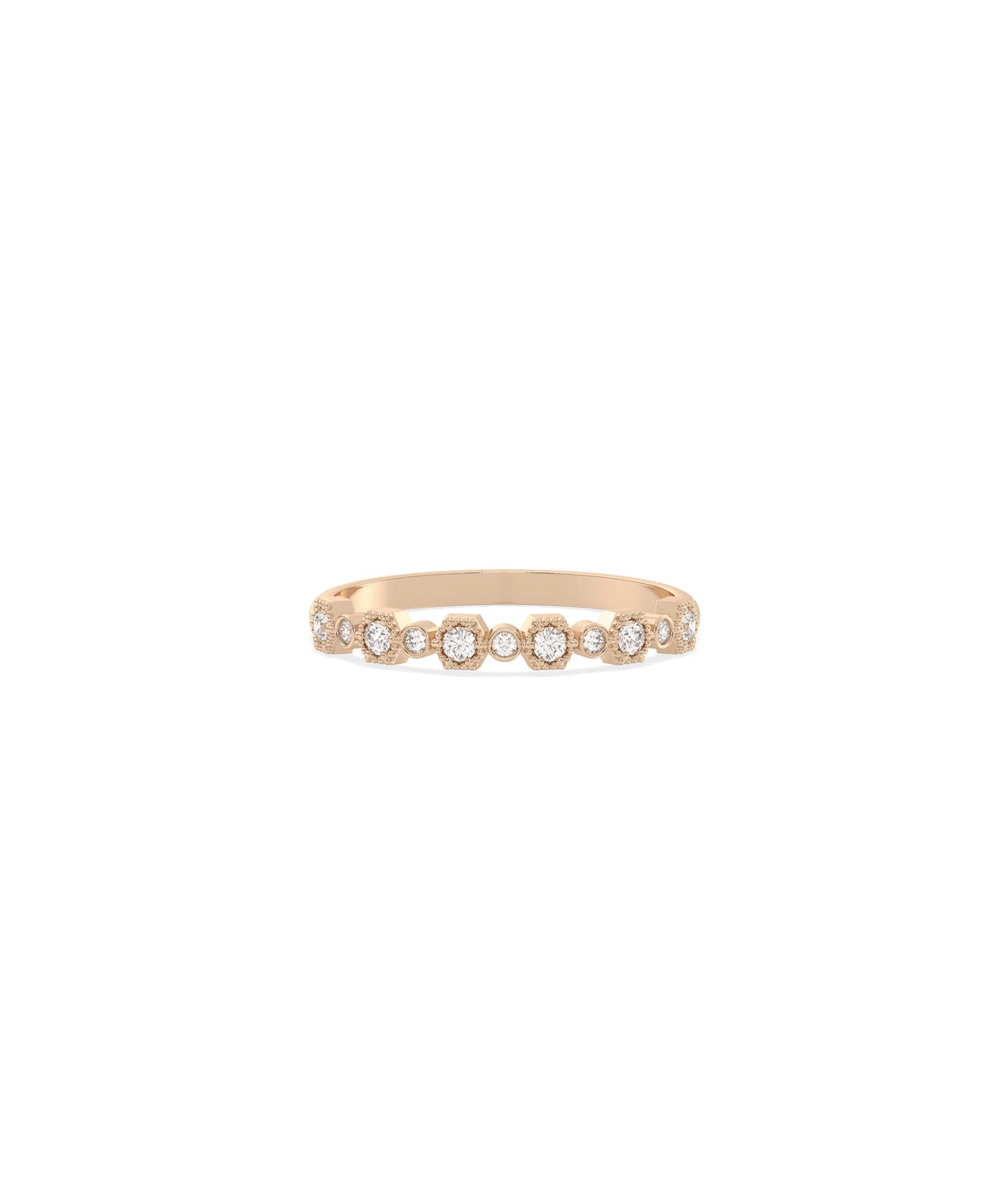 Rose gold Diamond Alternating Band Ring featuring alternating diamond placement
