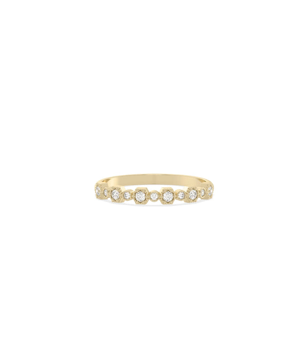 Diamond Alternating Band Ring in yellow gold showing rhythmic diamond spacing pattern