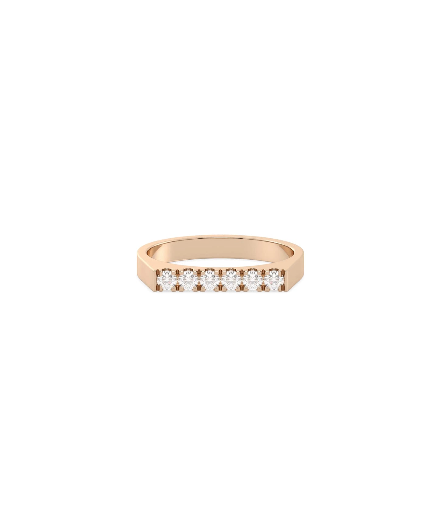 Diamond Table Top Flat Band Ring in rose gold with sparkling table top setting