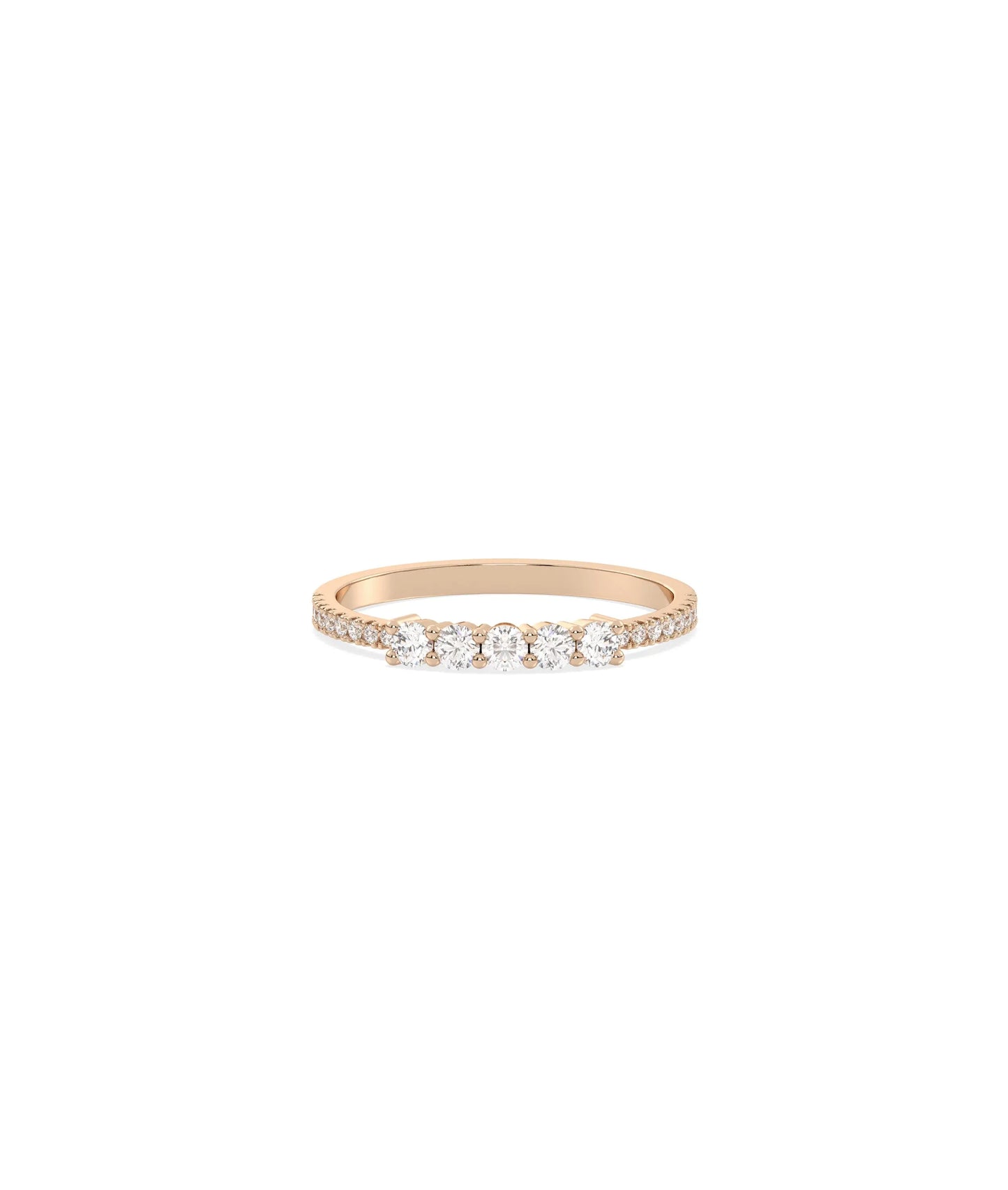 Rose gold 5 Stone Diamond Band Ring with balanced five-diamond arrangement