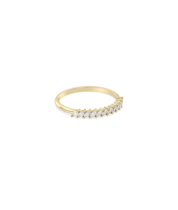 Side view of Marquise Diamond Band Ring showing 1.2mm width and marquise detail alternate view