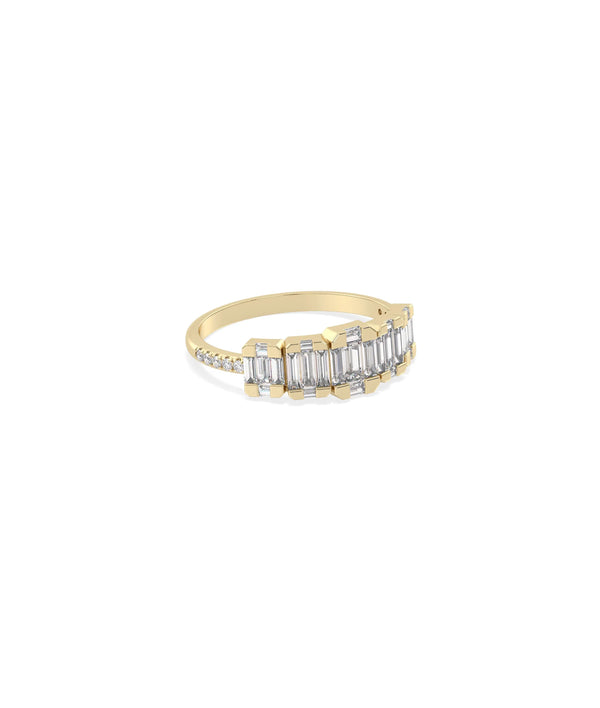 Side view of Diamond Illusion Set Band Ring showing illusion setting and mixed cuts alternate view