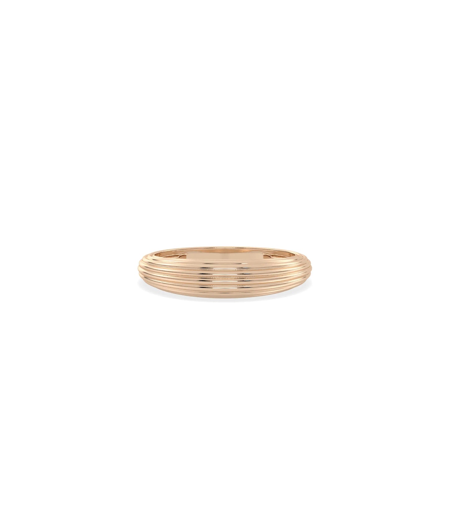Fluted Gold Dome Band Ring rose gold with dimensional texture pattern