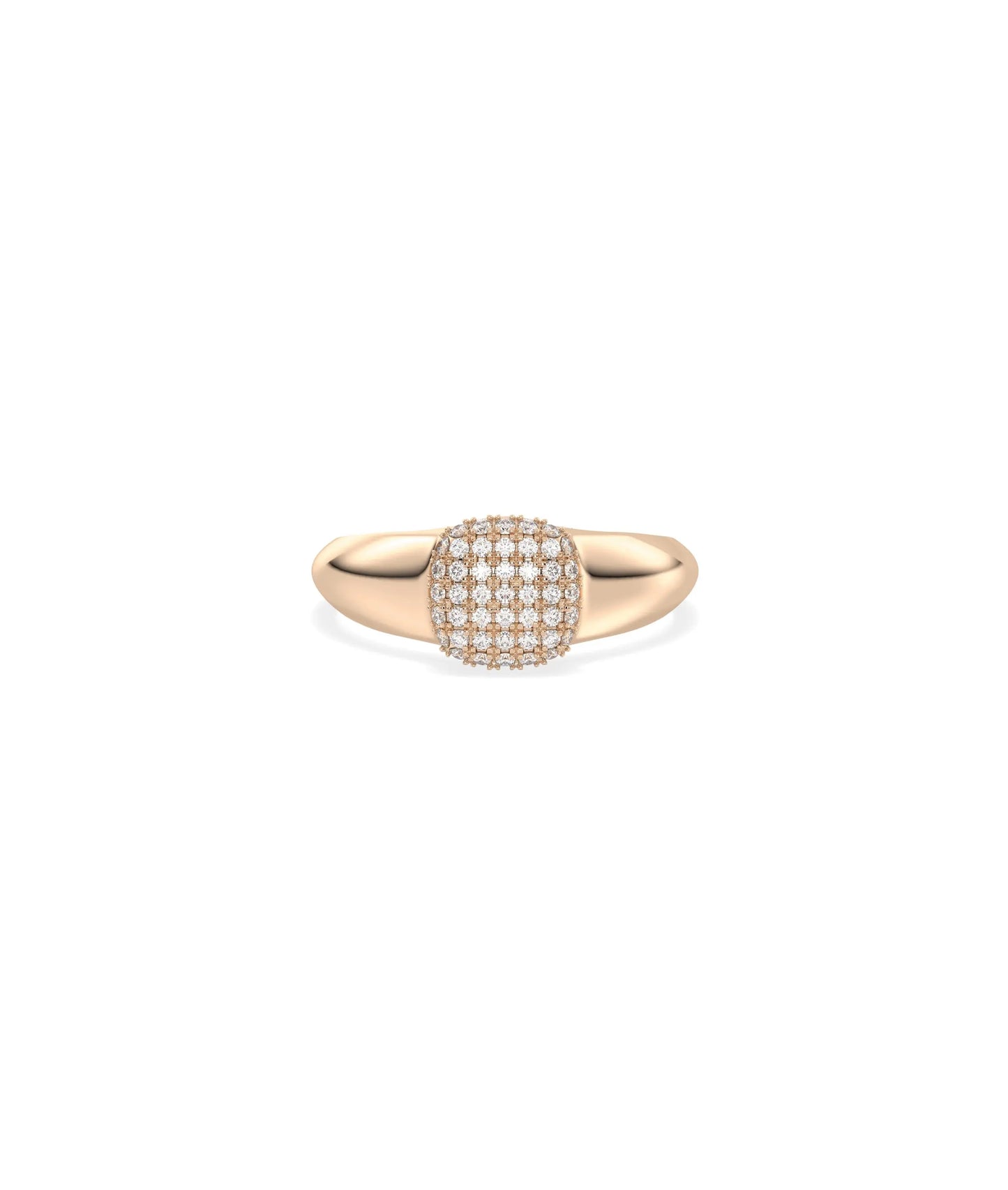 Rose gold Diamond Pave Cushion Signet Ring with luxurious cushion pave detail