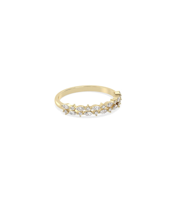 Side view of 2 Row Diamond Band Ring showing dual rows and mixed diamond cuts alternate view