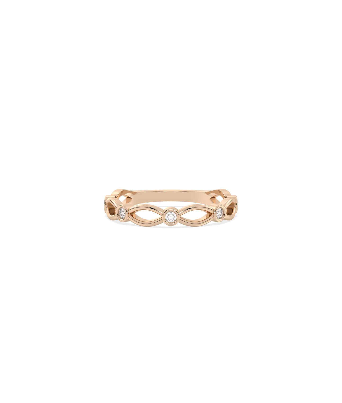 Diamond Station Arch Band Ring - 79e | Everyday 14K Gold Jewelry