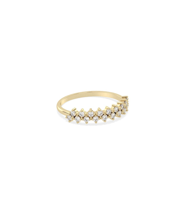 Side view of 2 Row Diamond Cluster Ring showing 4.4mm length and cluster detail