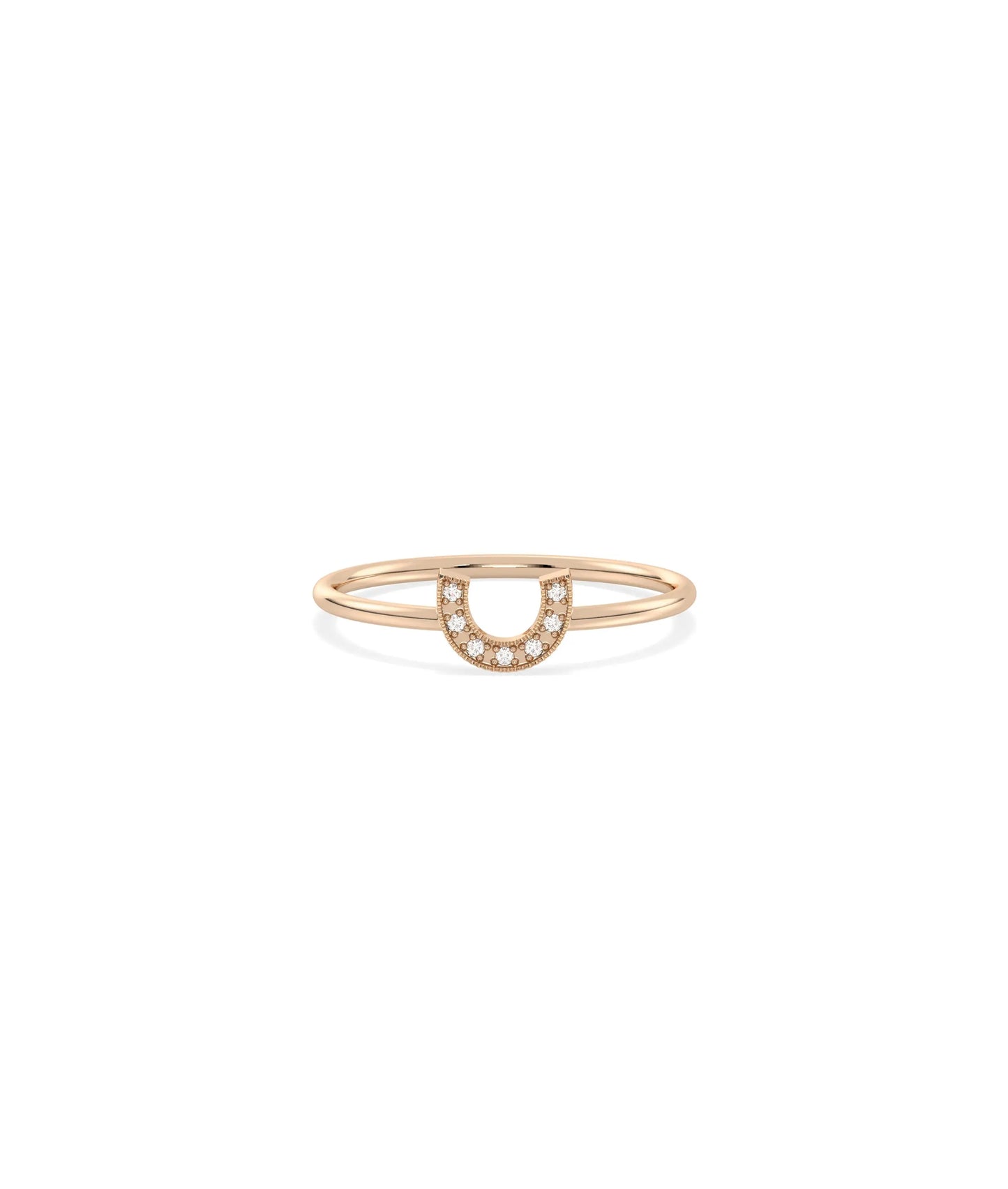 Horse Shoe Diamond Ring - 79e | Everyday 14K Gold Jewelry