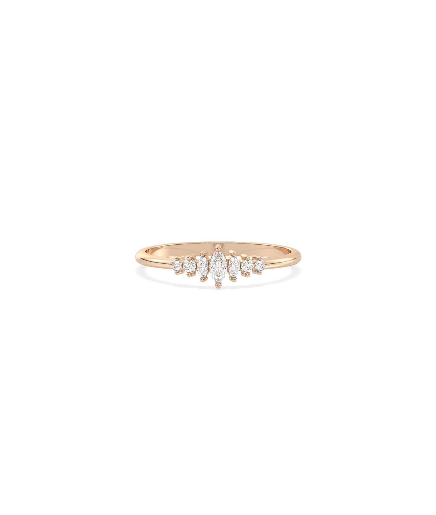 Rose gold Diamond Multi Shape Graduating Band Ring featuring graduated diamond flow