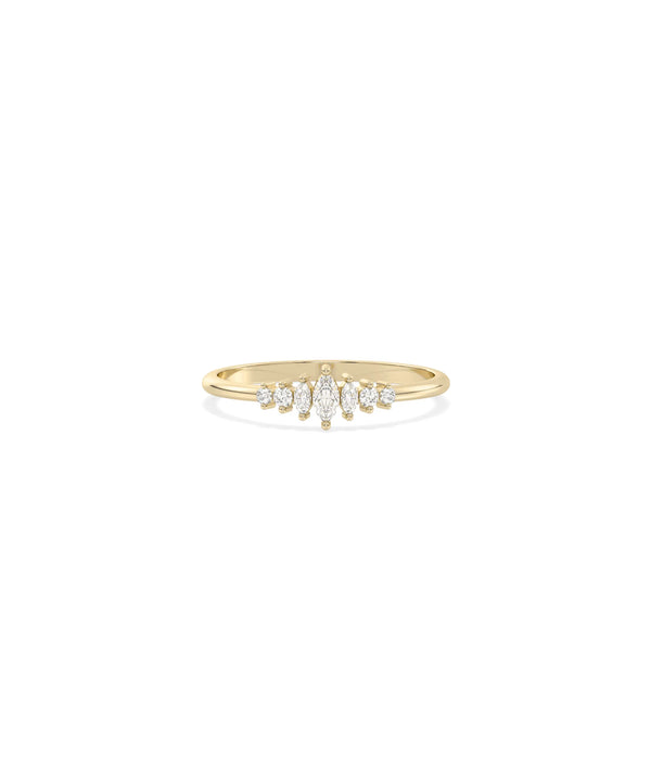 Diamond Multi Shape Graduating Band Ring in yellow gold with progressive diamond sizes