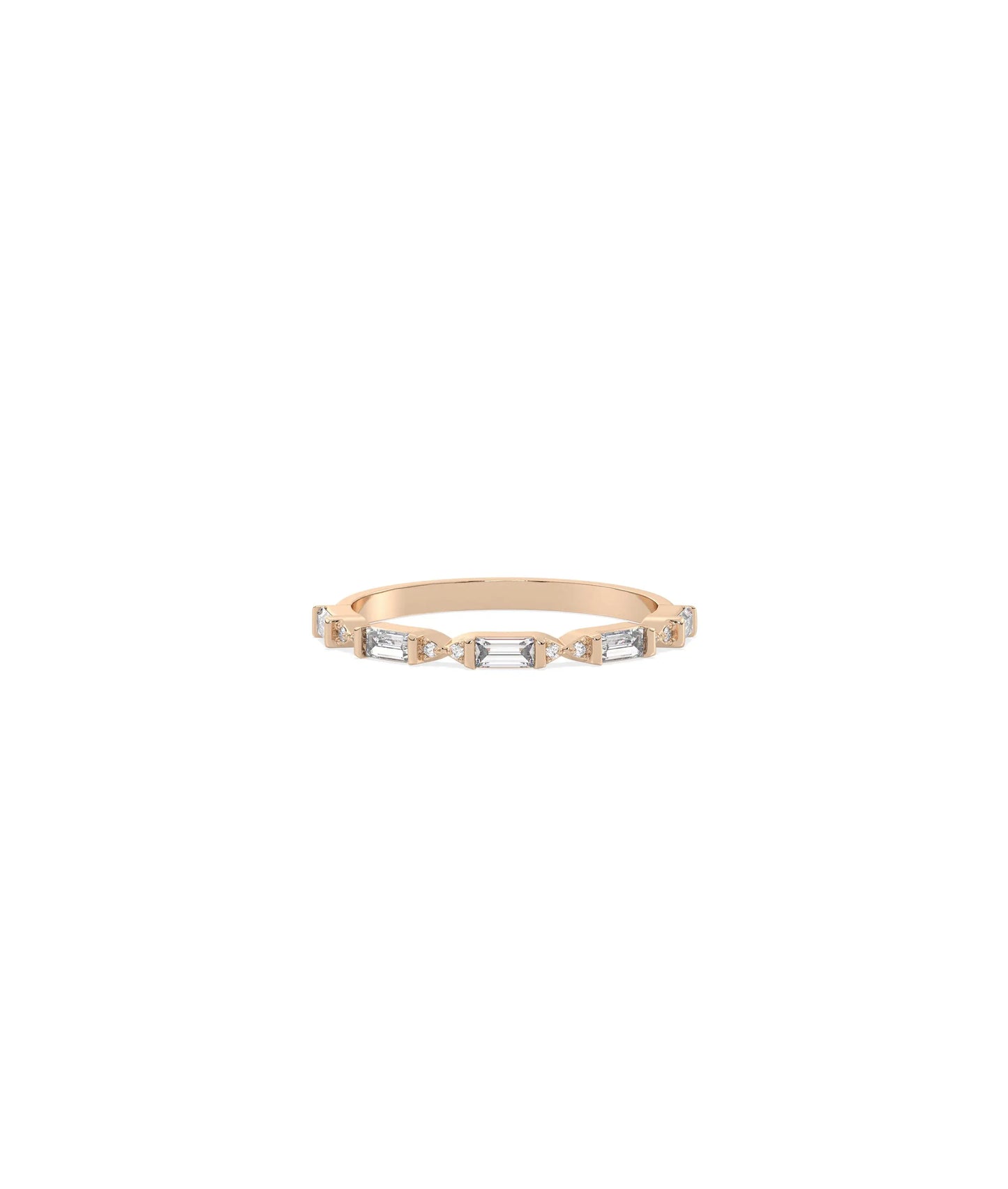 Rose gold Diamond Baguette Band Ring with elegant rectangular baguette diamonds