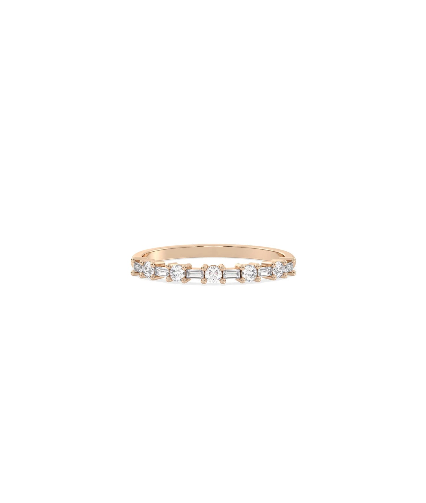 Round Baguette Diamond Band Ring - 79e | Everyday 14K Gold Jewelry