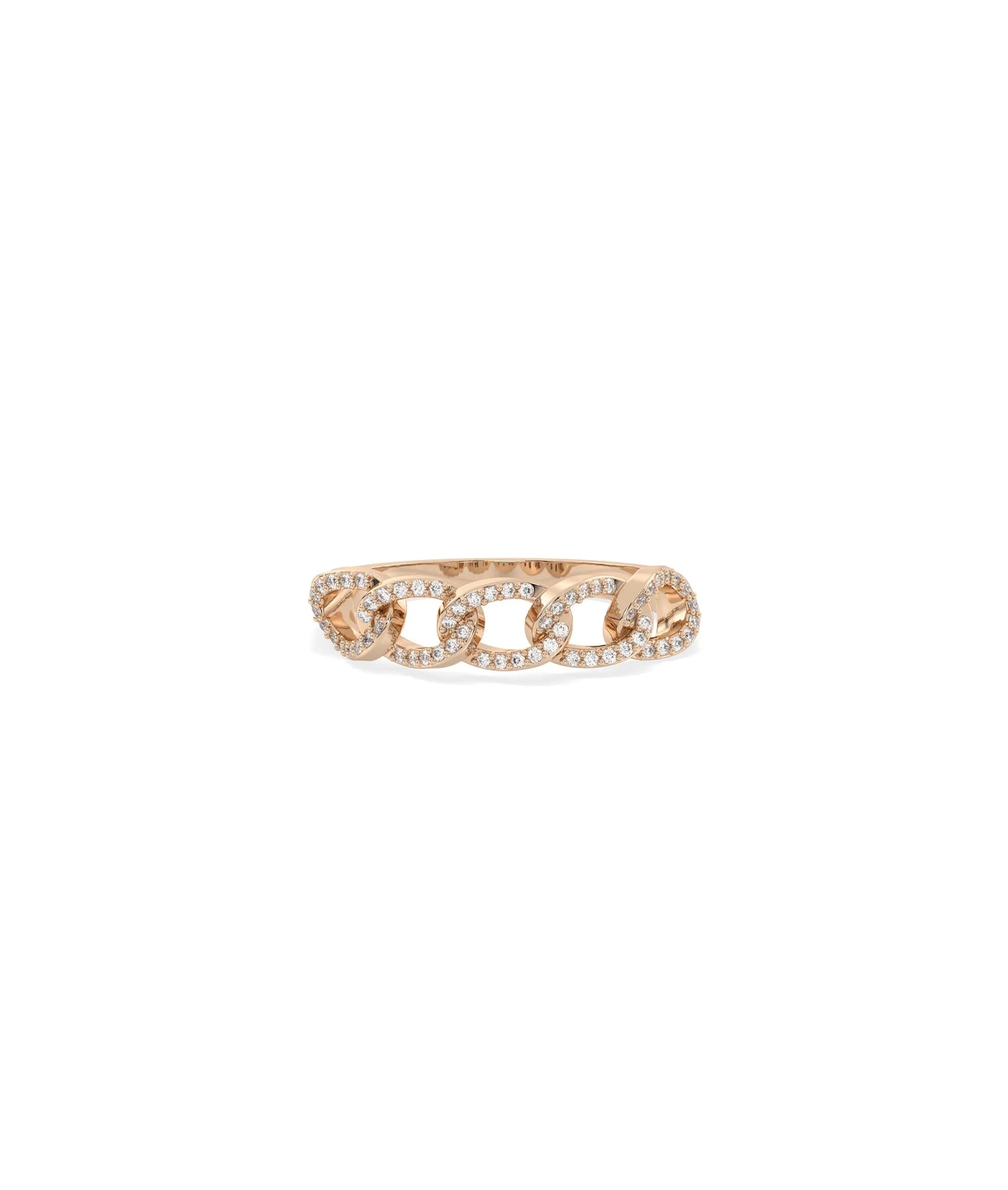 Rose gold Diamond Curb Link Band Ring with heritage chain-inspired texture