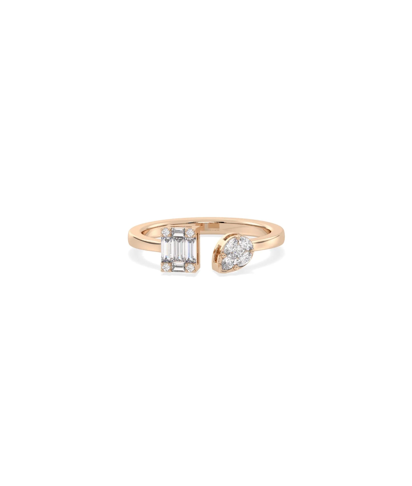 Rose gold Diamond Split Illusion Set Ring with illusion set diamonds on split strands