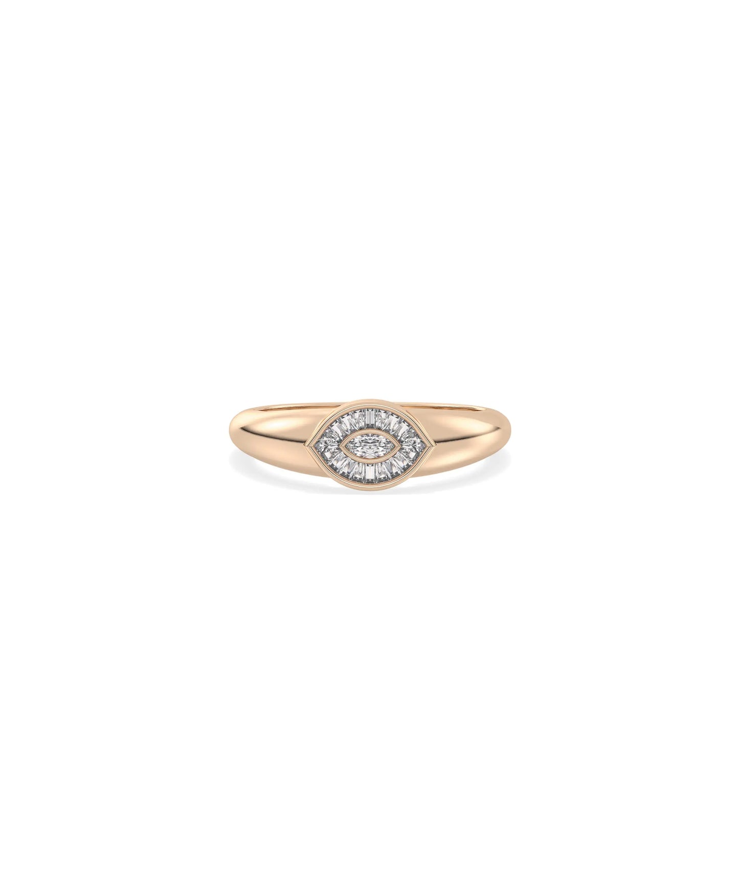 Rose gold Diamond Evil Eye Band Ring with meaningful evil eye and diamond sparkle