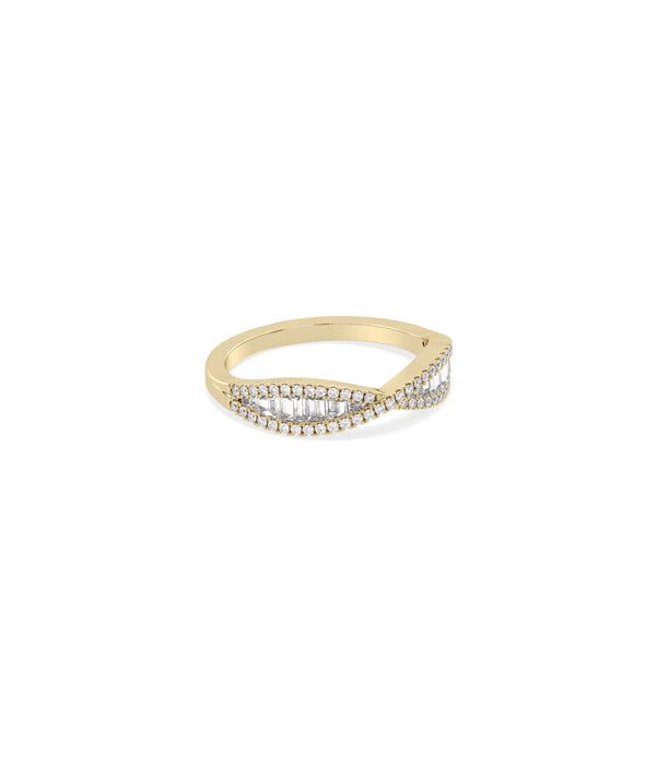 Side view of Diamond Criss Cross Diamond Band Ring showing 4.8mm length and criss-cross detail alternate view