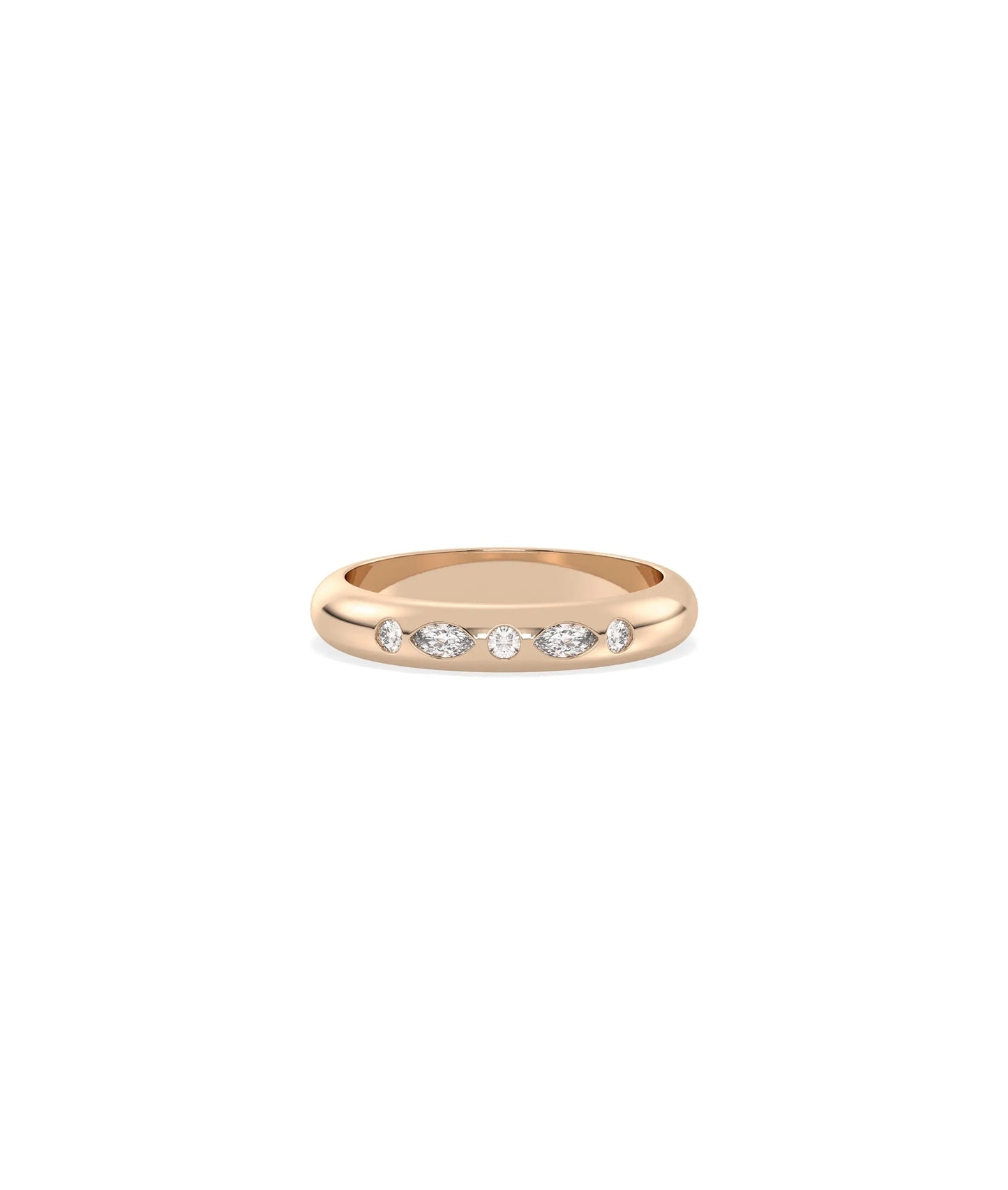 Rose gold Multi Shape Bezel Band Ring with contemporary bezel-set geometric diamonds