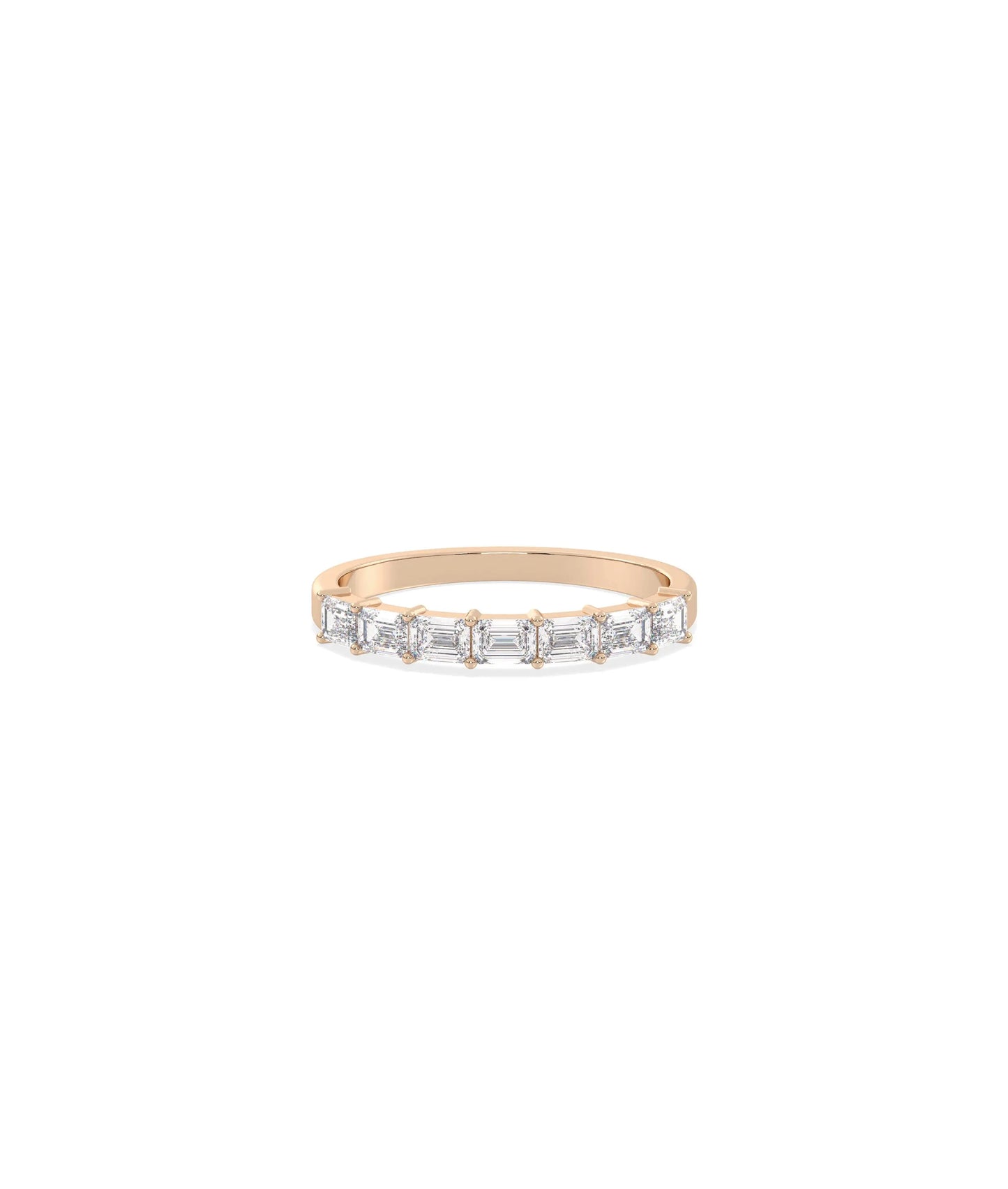 Rose gold Emerald Cut Diamond Band Ring with sophisticated emerald cut sparkle
