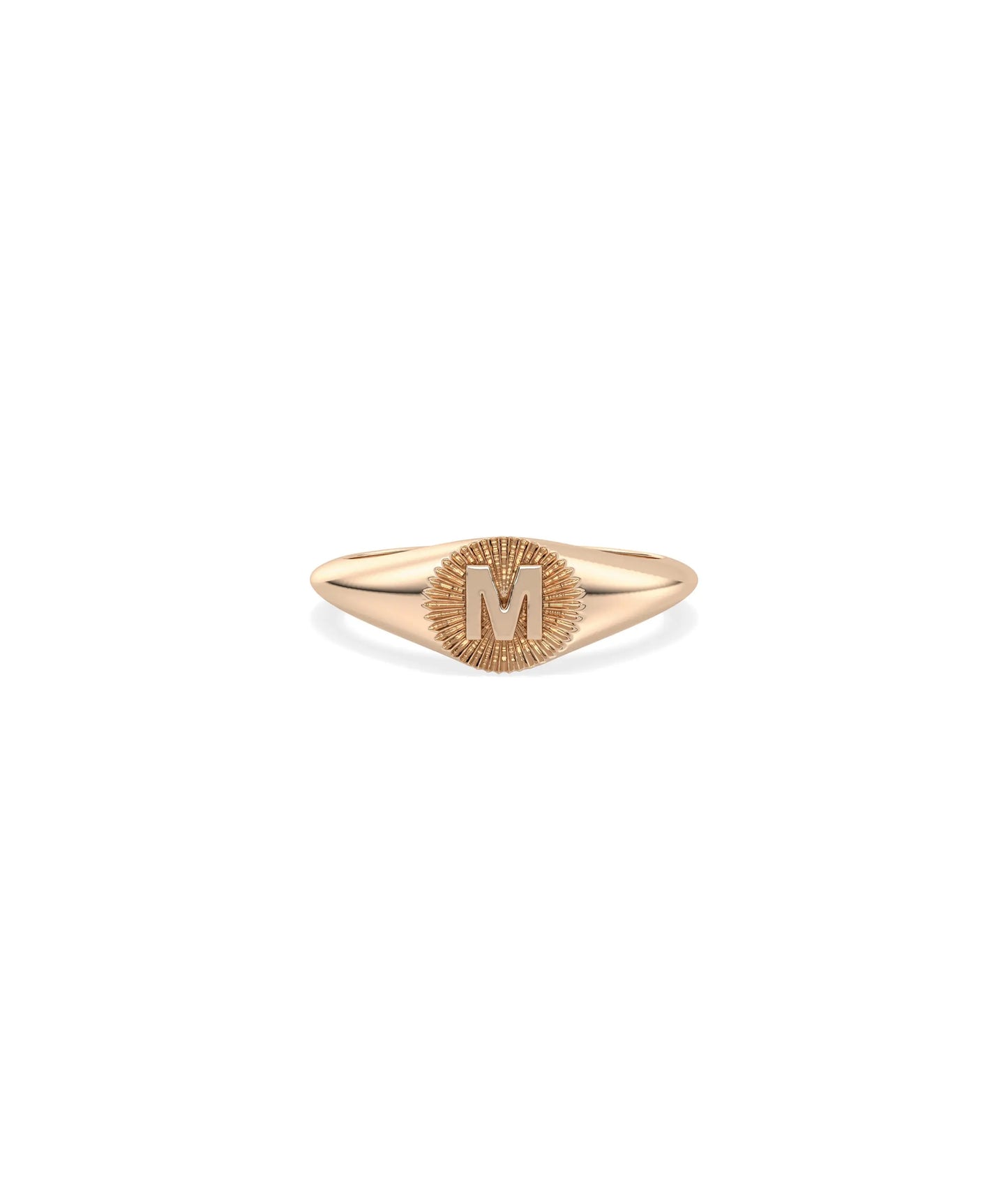 Rose gold Custom Gold Initial Fluted Circle Signet Ring with custom initial and elegant fluting