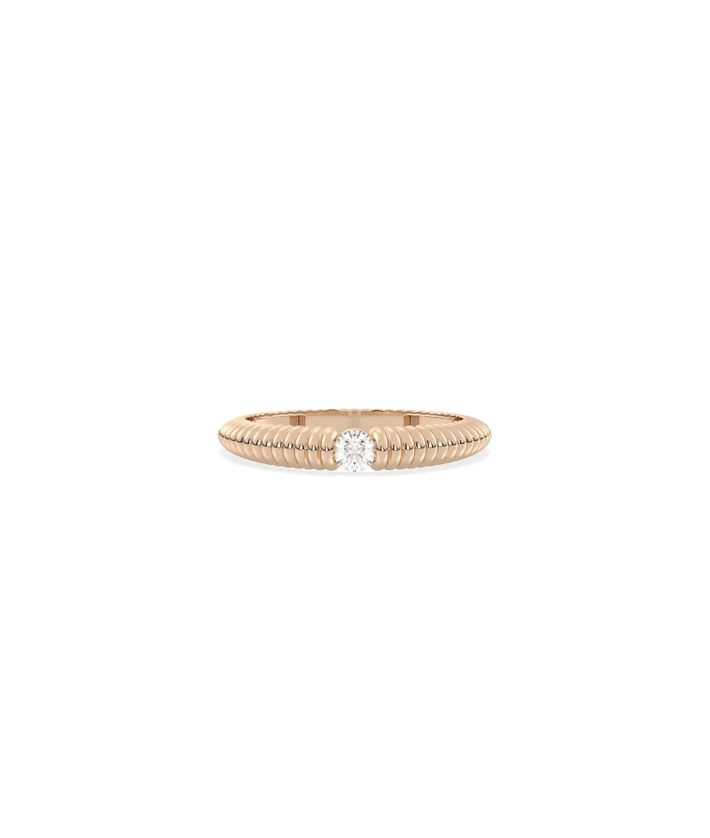 Rose gold Diamond Solitaire Fluted Ring with vintage-inspired fluted detailing