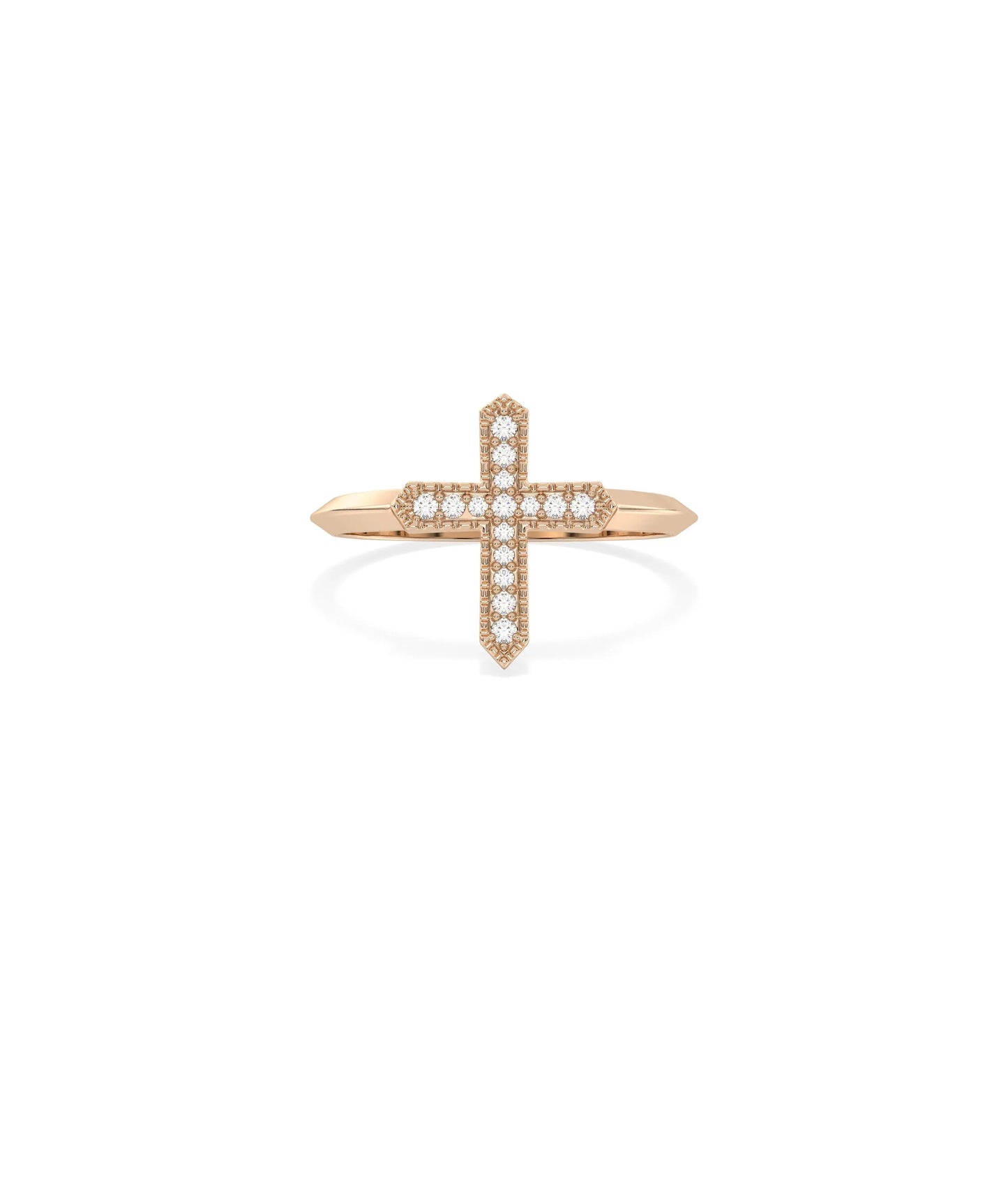Rose gold Diamond Cross Ring with meaningful religious cross and diamonds