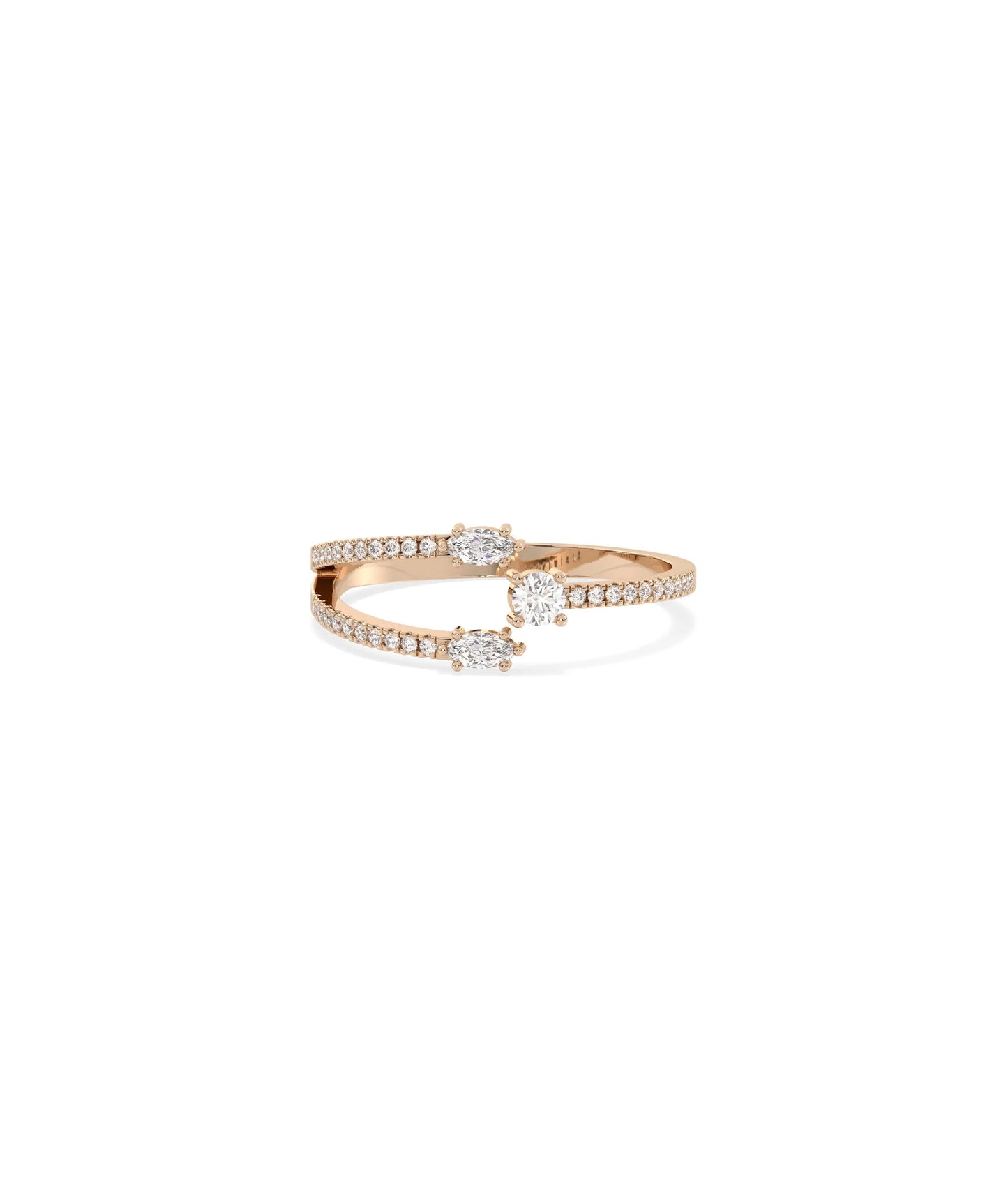 Rose gold Multi Shape Diamond Band Ring with artistic round and marquise arrangement