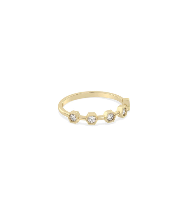 Hexagonal Outline Diamond Band Ring - 79e | Everyday 14K Gold Jewelry alternate view