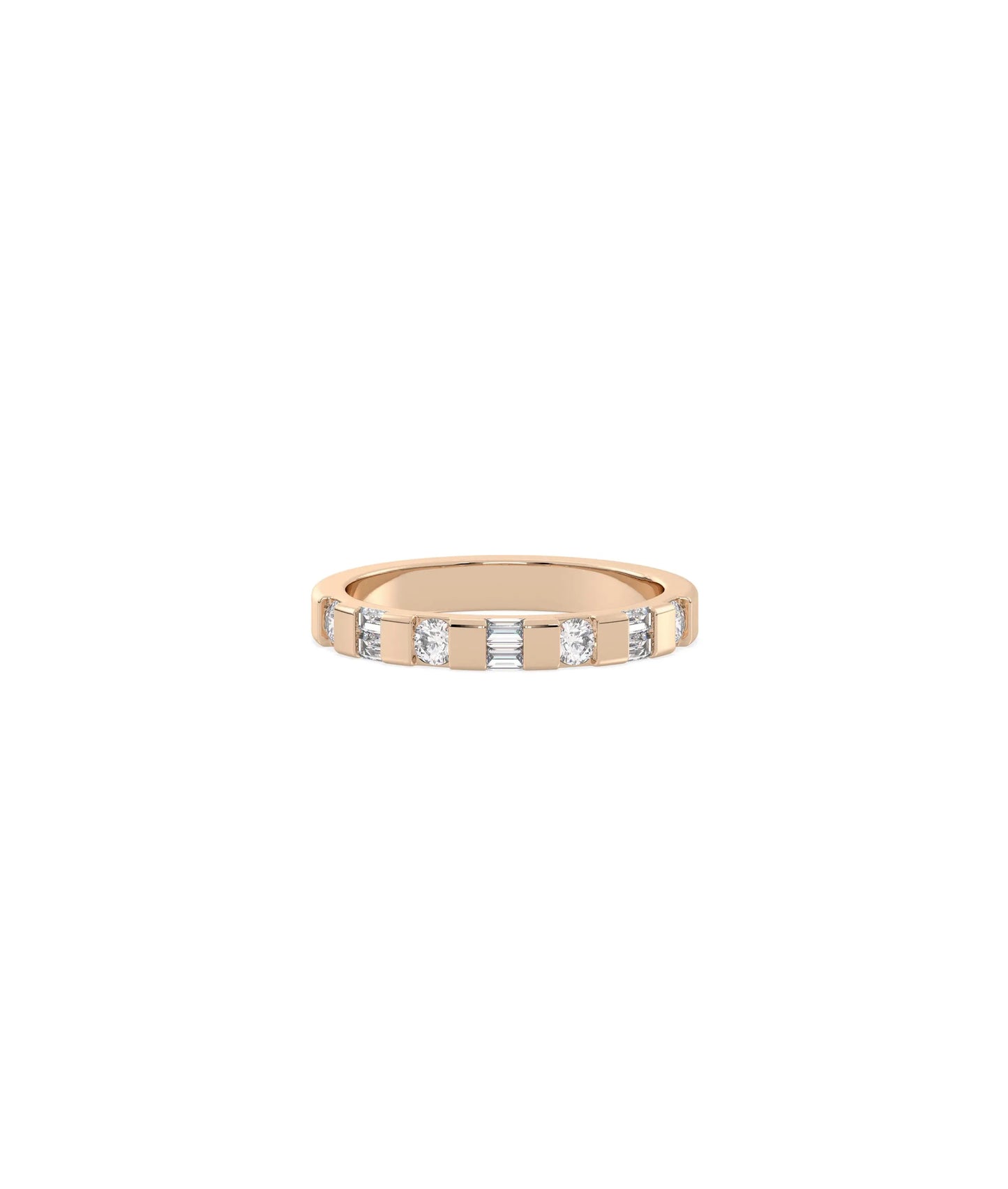 Round Baguette Diamond Wide Band Ring - 79e | Everyday 14K Gold Jewelry
