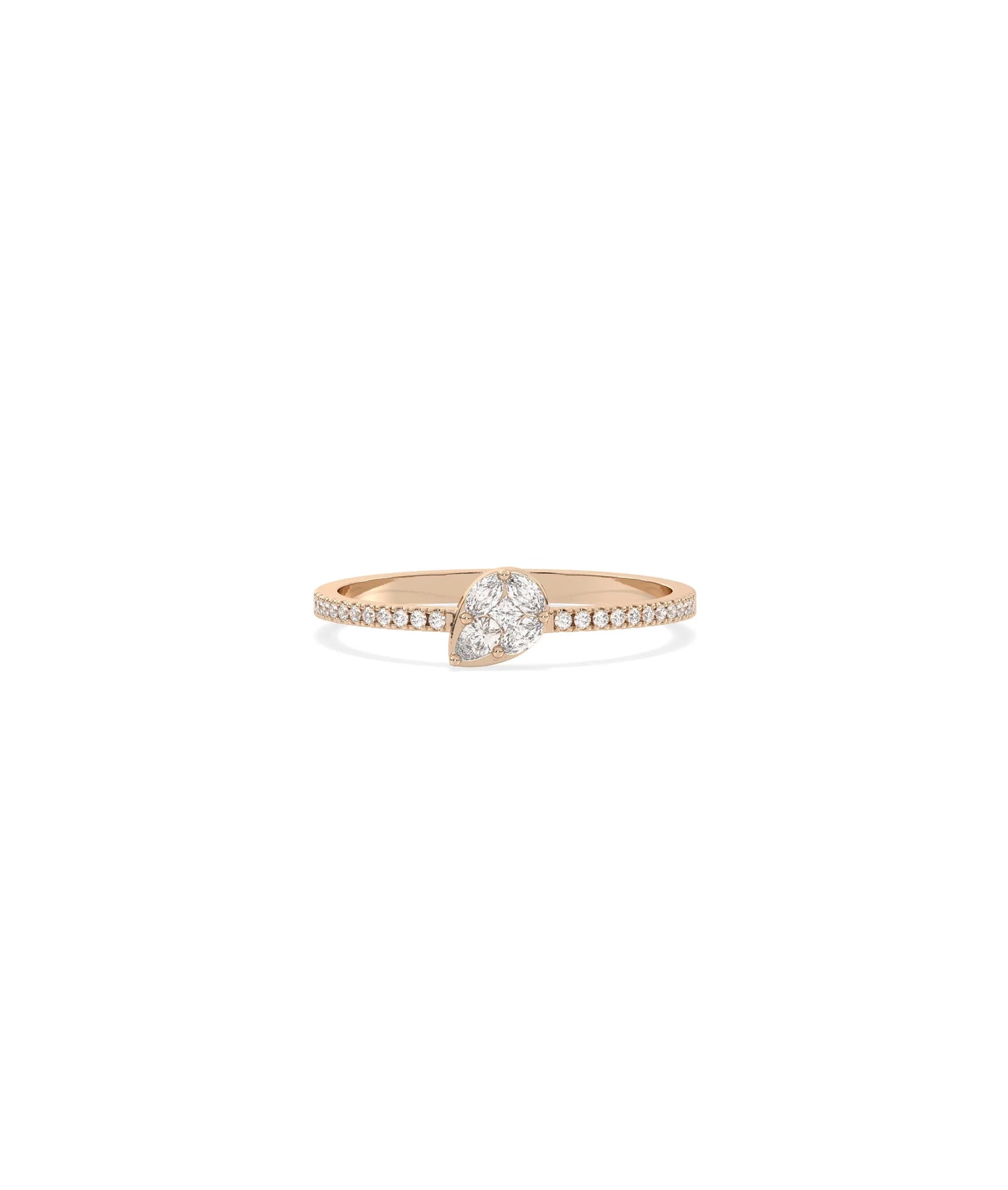 Rose gold Illusion Set Diamond Band Ring with clever illusion set diamonds