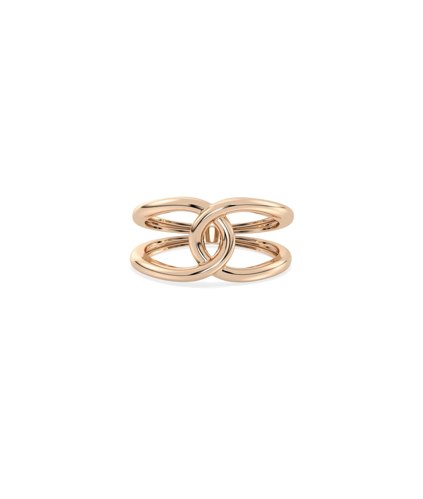 Rose gold twist ring featuring commanding presence and sophisticated curves