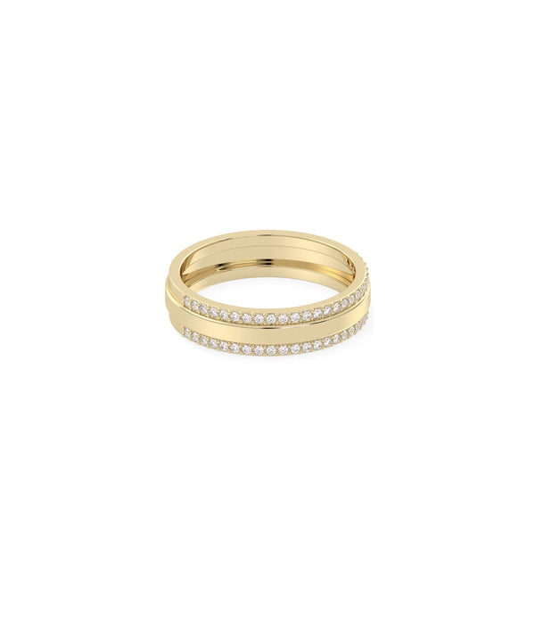 Side view of 2 Line Diamond Eternity Band Ring showing 5mm width and two rows alternate view