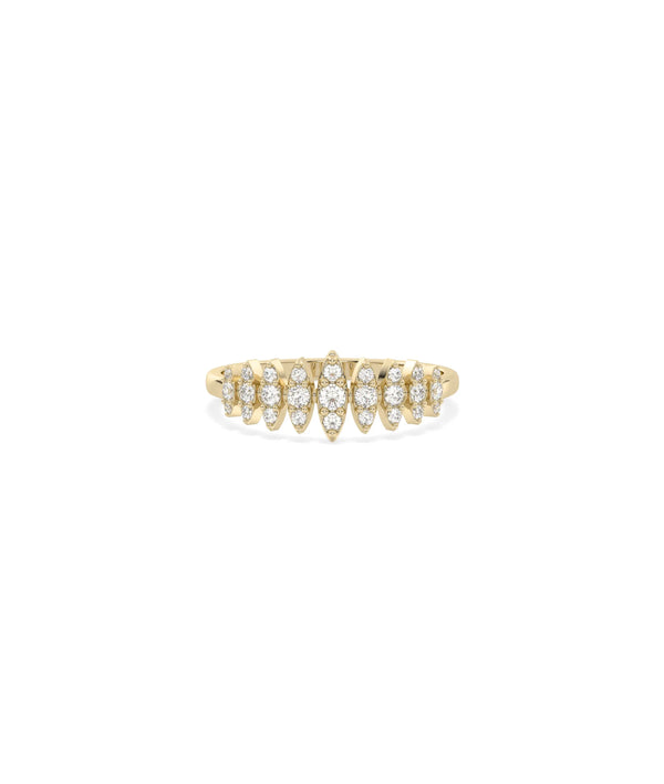 Graduating Diamond Band Ring in yellow gold with progressive diamond sizing