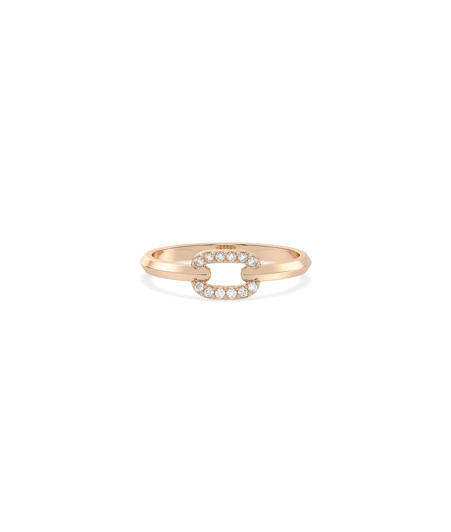 Rose gold Diamond Link Band Ring with contemporary link pattern and sparkle