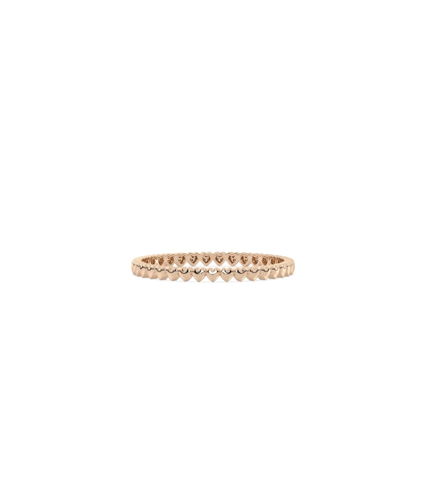 Rose gold eternity ring featuring delightful bubble and heart design combination