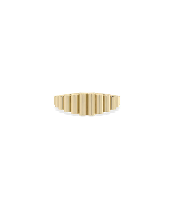 Fluted Graduating Gold Band Ring yellow gold showcasing tapered width design