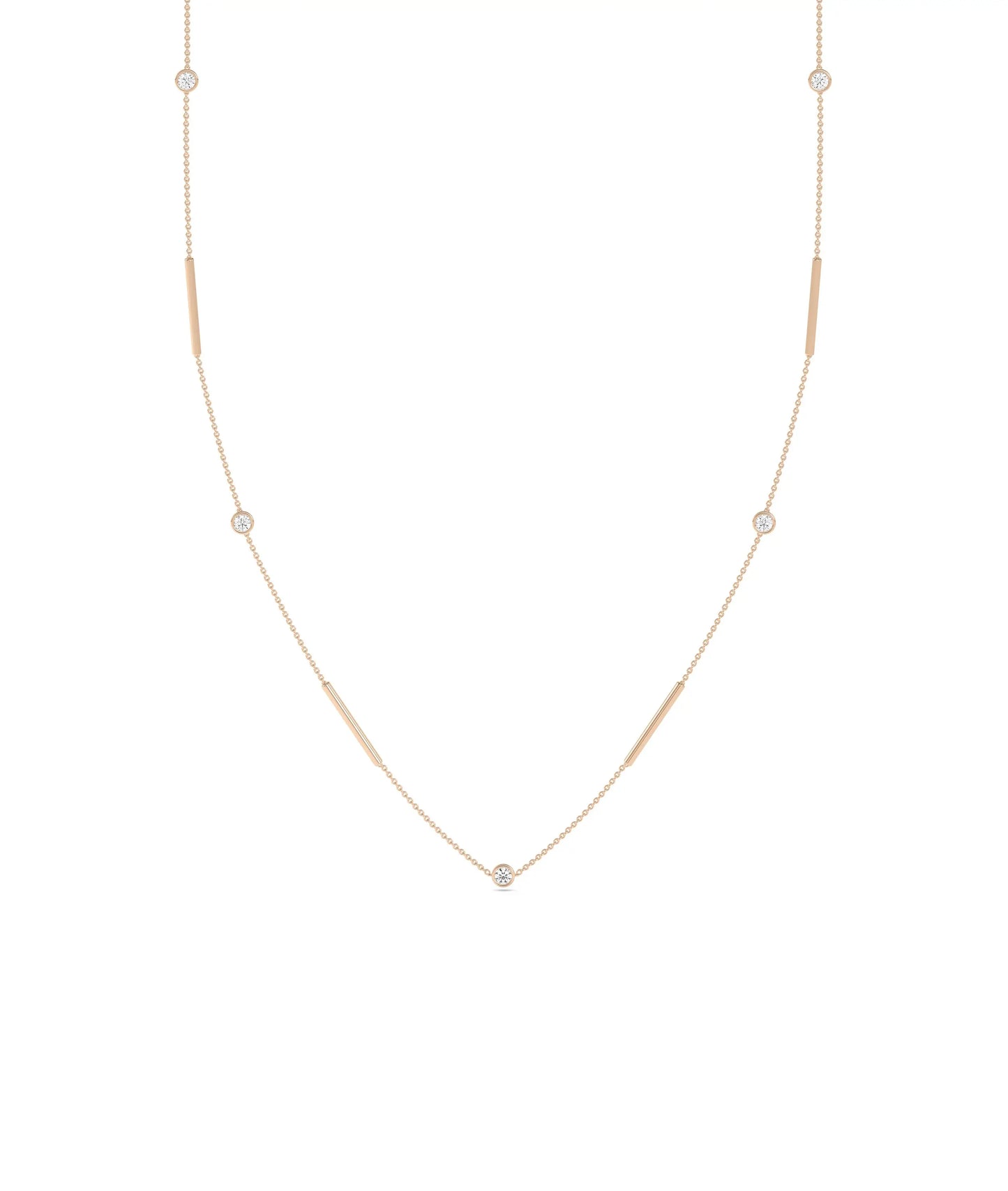 Diamond Station Necklace - 79e | Everyday 14K Gold Jewelry