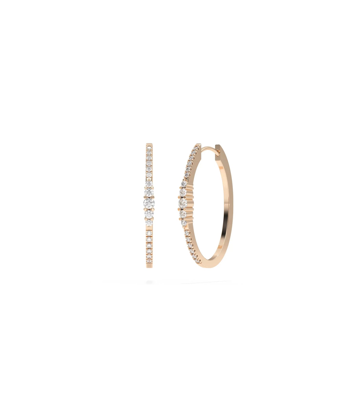Diamond Cluster Oval Hoop Earring - 79e | Everyday 14K Gold Jewelry