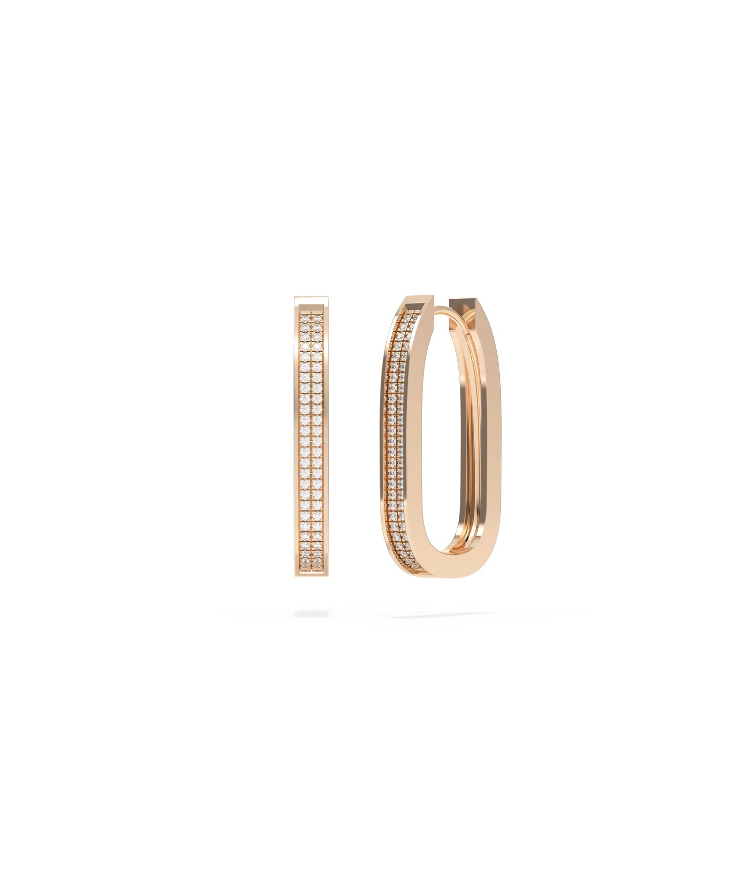 2 Row Diamond Cushion Shape Hoop Earring - 79e | Everyday 14K Gold Jewelry