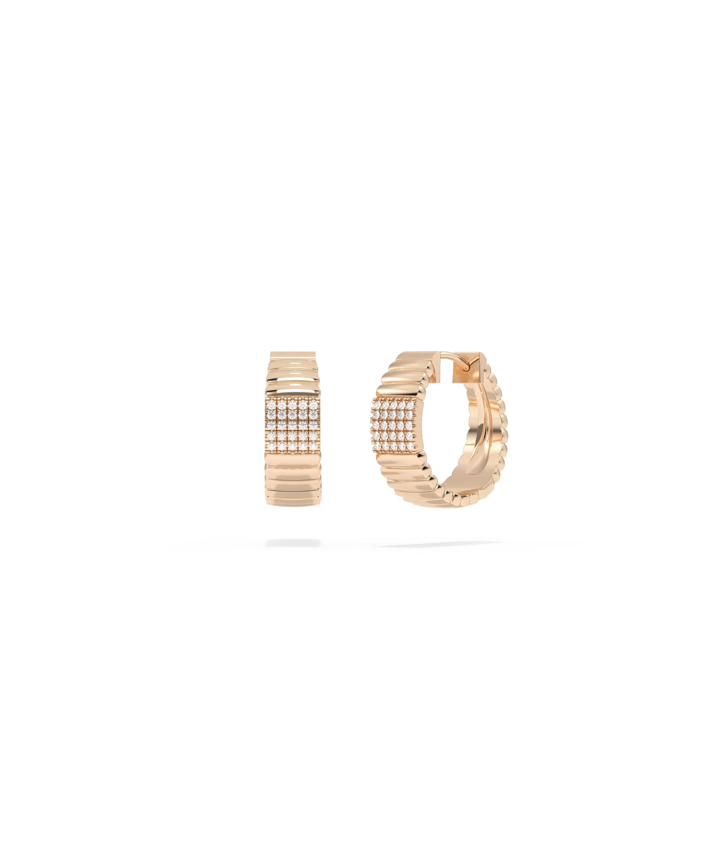 Diamond Pave Cushion Fluted Hoop Earring - 79e | Everyday 14K Gold Jewelry