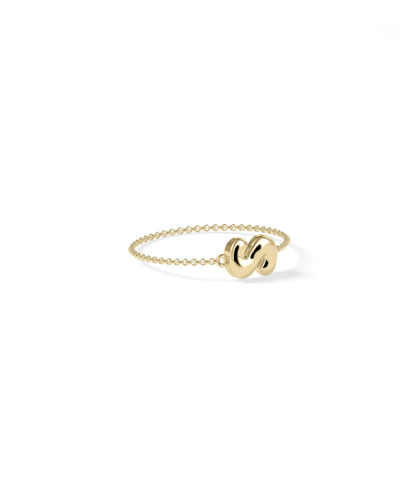 Custom Bubble Initial Cable Chain Ring side view displaying cable chain texture alternate view