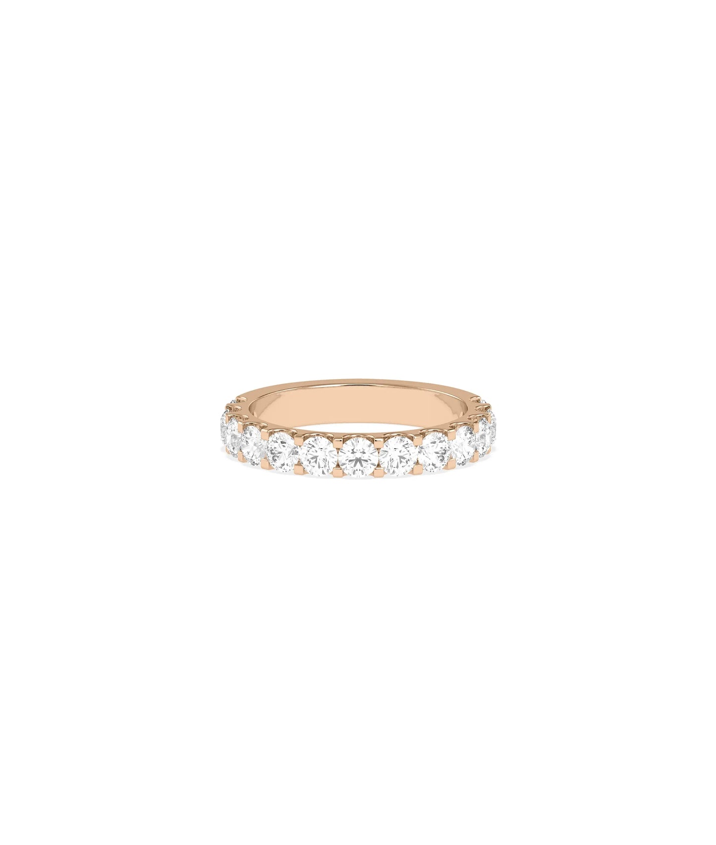 Rose gold Diamond Half Eternity Band Ring with continuous diamond row