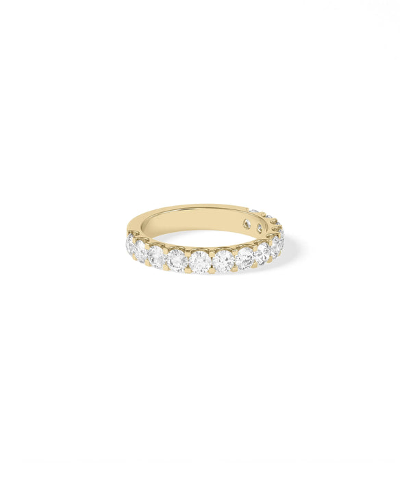 Side view of Diamond Half Eternity Band Ring showing 3.3mm width and diamond detail alternate view