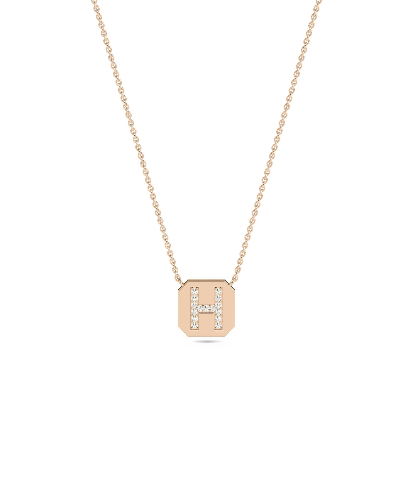 Rose gold Diamond Initial Biscuit featuring sparkle