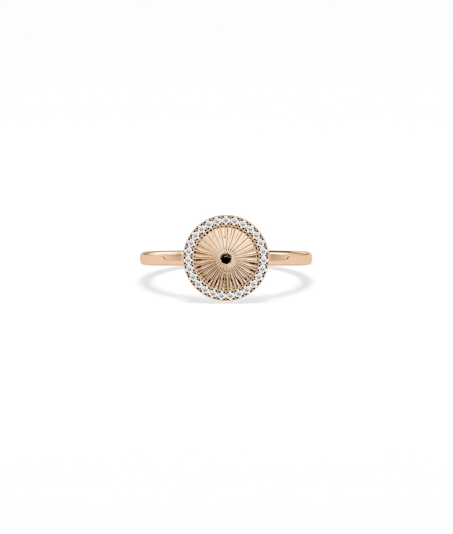 Rose gold Diamond Outline Fluted Circle Ring with architectural open circle styling