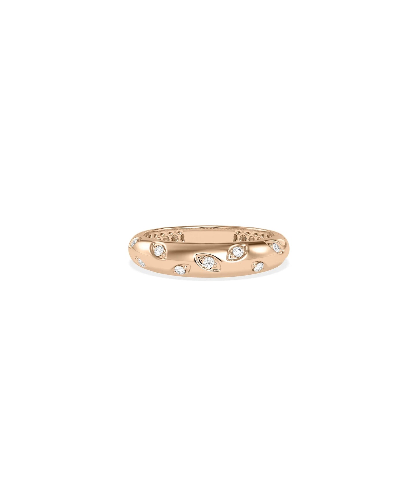 Rose gold Diamond Dome Ring with contemporary three-dimensional styling
